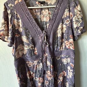 torrid Lavender Floral Lace-Trim Top